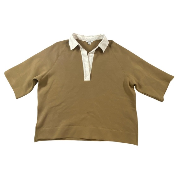 REISS Gaia Camel Tan Interlock Contrast Collar Sweater Top Womens M - Picture 5 of 14